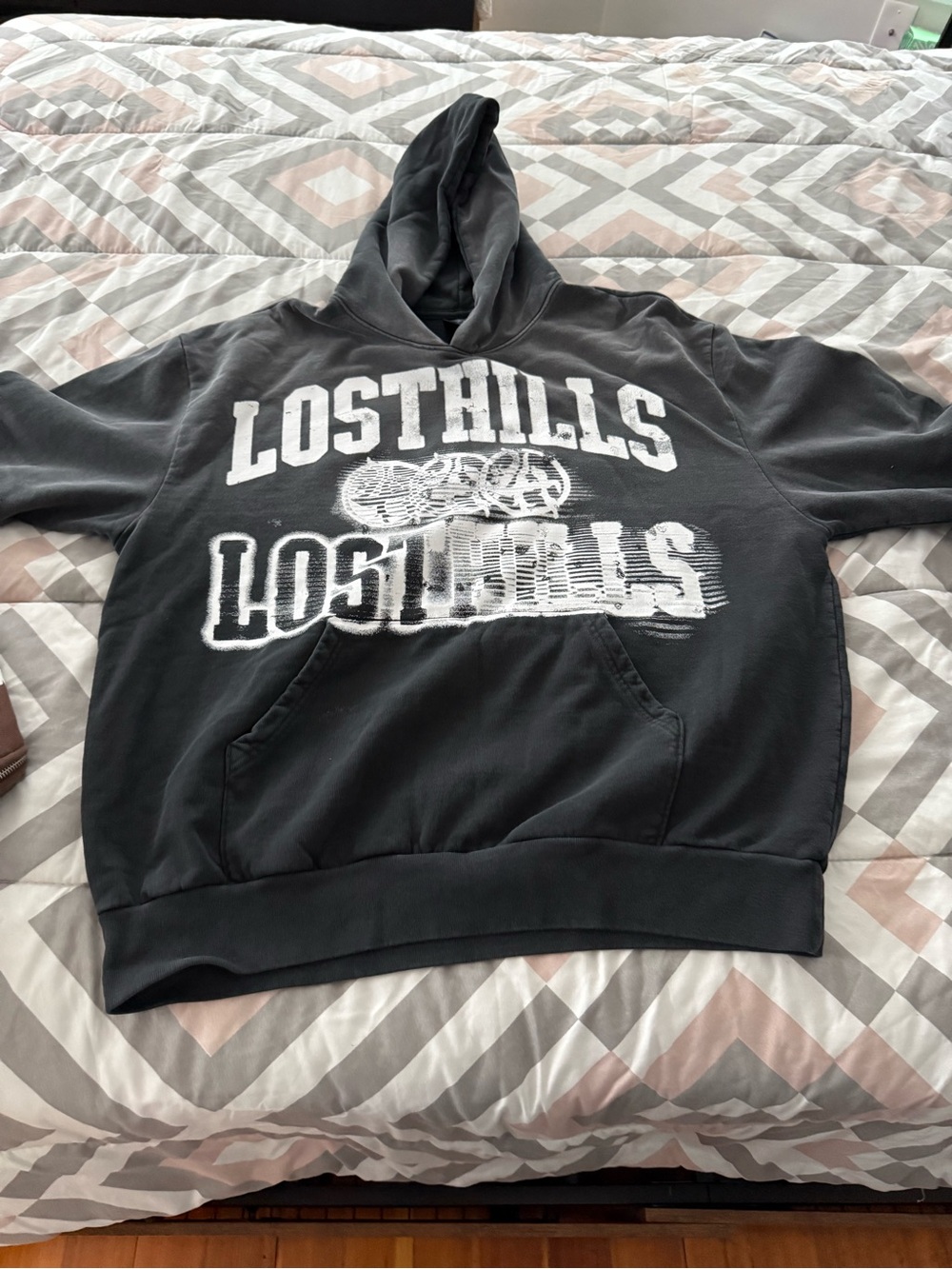 Lost Hills Graphic Hoodie in Black with White Logo